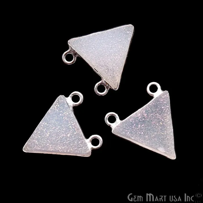 GemMartUSA White Triangle 12mm Double Bail Silver Bezel Druzy Gemstone Connector Rings GemMartUSA White Triangle 12mm Double Bail Silver Bezel Druzy Gemstone Connector Rings