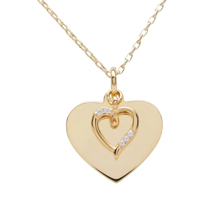 Girls 14K GoldPlated FREE Engraved Heart with CZ Heart Necklace Cherished Moments Necklaces Girls 14K GoldPlated FREE Engraved Heart with CZ Heart Necklace Cherished Moments Necklaces