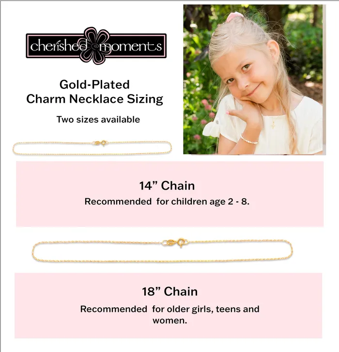 Girls 14K GoldPlated FREE Engraved Heart with CZ Heart Necklace Cherished Moments Necklaces