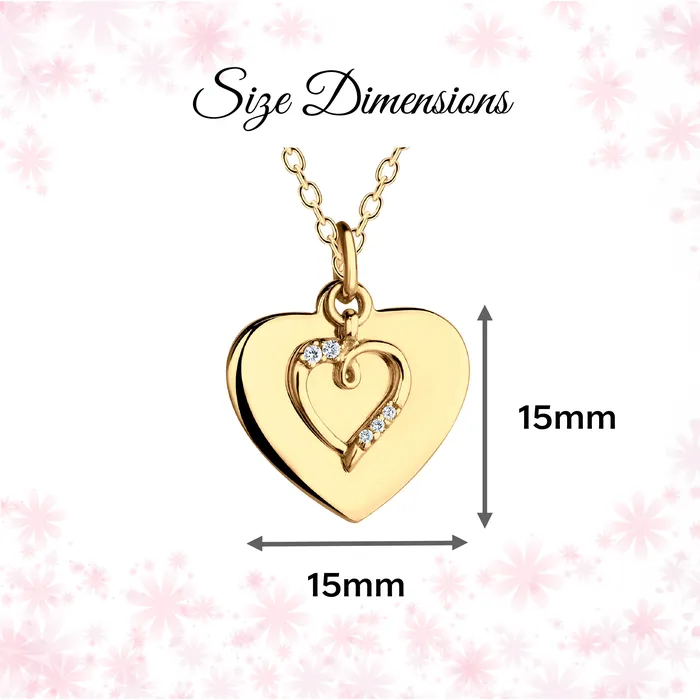 Girls 14K GoldPlated FREE Engraved Heart with CZ Heart Necklace Cherished Moments Necklaces