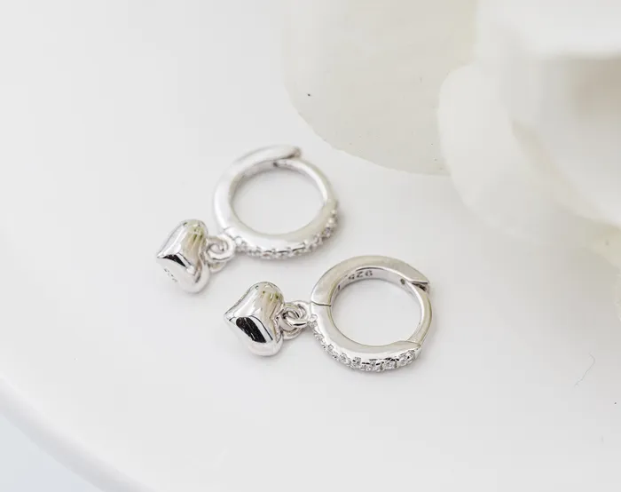 Huggie Hoop Heart Sterling Silver Earrings for Kids 10mm Cherished Moments Earrings