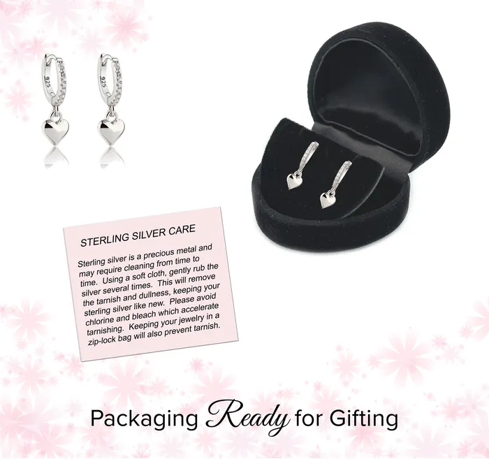 Huggie Hoop Heart Sterling Silver Earrings for Kids 10mm Cherished Moments Earrings