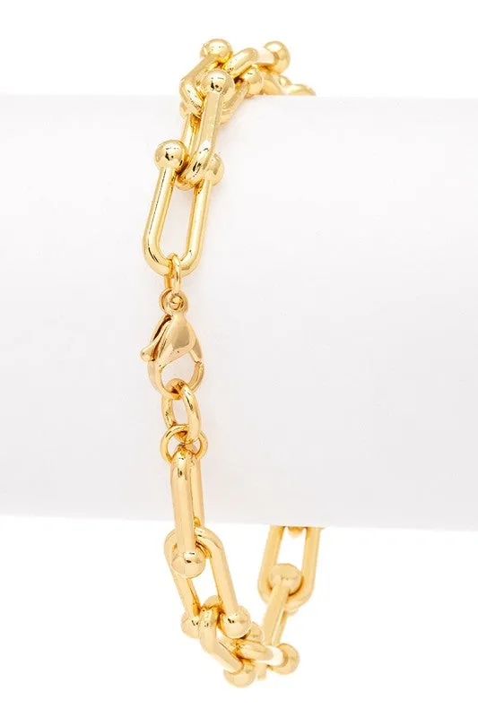 LA Jewelry Plaza Bracelets Micro Pave Heart Charm Paperclip Bracelet LA Jewelry Plaza Bracelets Micro Pave Heart Charm Paperclip Bracelet