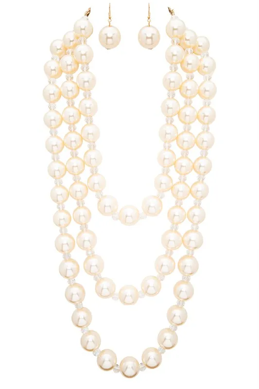 LA Jewelry Plaza Necklaces Oversize Pearl Statement Layered Necklace Set LA Jewelry Plaza Necklaces Oversize Pearl Statement Layered Necklace Set