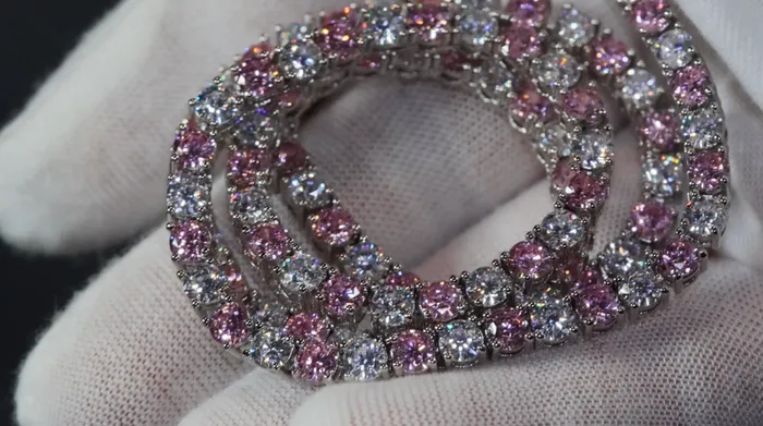 Lab Diamonds London Necklaces Tennis Chain Pink Diamond Tennis Chain Tennis Necklace Pink Tennis Chain Womens Tennis Chain Diamond Tennis Chain Iced Out Chain