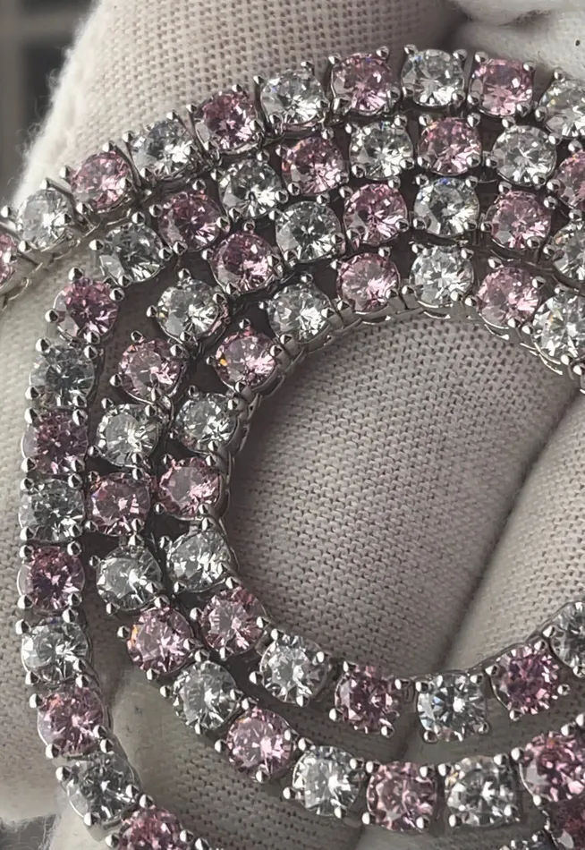 Lab Diamonds London Necklaces Tennis Chain Pink Diamond Tennis Chain Tennis Necklace Pink Tennis Chain Womens Tennis Chain Diamond Tennis Chain Iced Out Chain