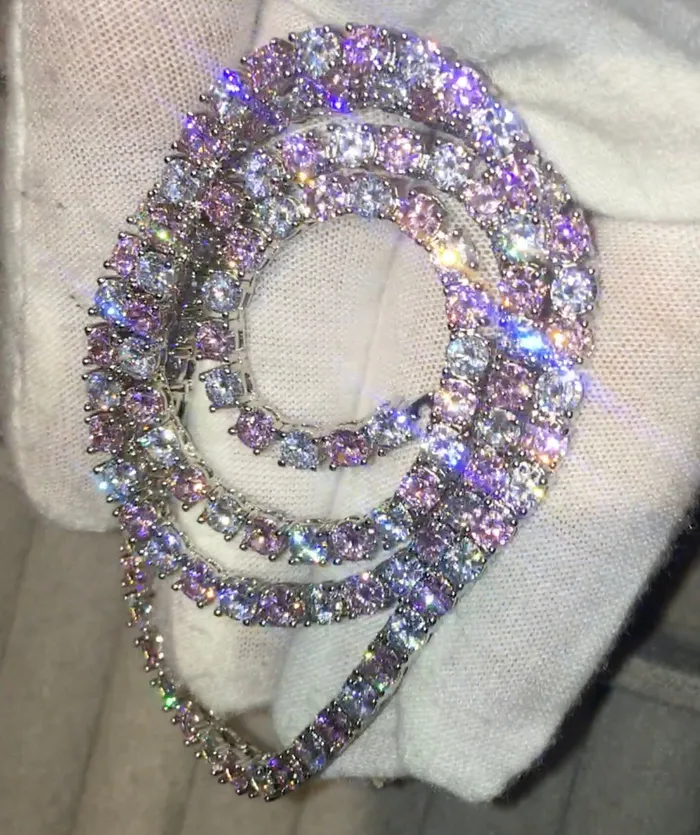 Lab Diamonds London Necklaces Tennis Chain Pink Diamond Tennis Chain Tennis Necklace Pink Tennis Chain Womens Tennis Chain Diamond Tennis Chain Iced Out Chain