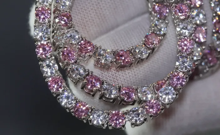 Lab Diamonds London Necklaces Tennis Chain Pink Diamond Tennis Chain Tennis Necklace Pink Tennis Chain Womens Tennis Chain Diamond Tennis Chain Iced Out Chain