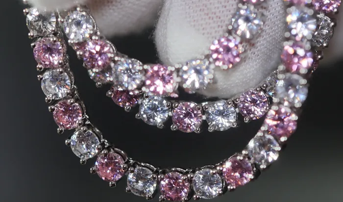 Lab Diamonds London Necklaces Tennis Chain Pink Diamond Tennis Chain Tennis Necklace Pink Tennis Chain Womens Tennis Chain Diamond Tennis Chain Iced Out Chain