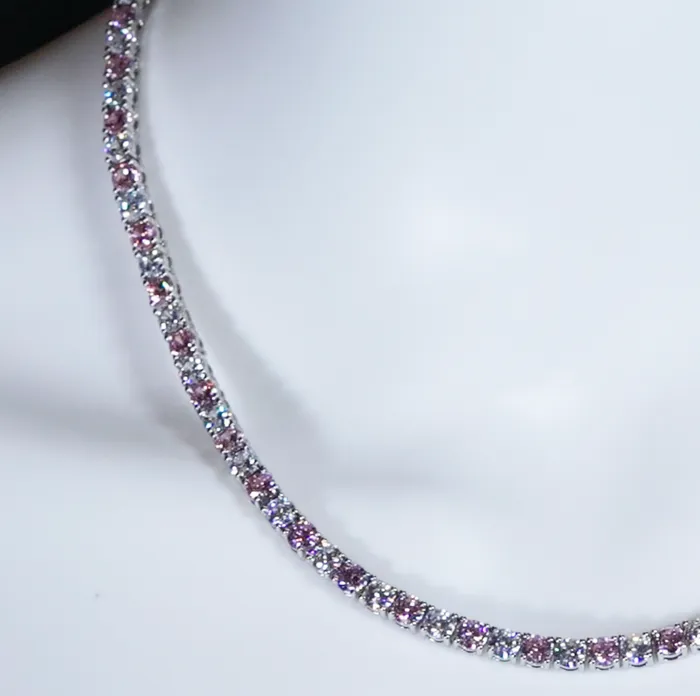 Lab Diamonds London Necklaces Tennis Chain Pink Diamond Tennis Chain Tennis Necklace Pink Tennis Chain Womens Tennis Chain Diamond Tennis Chain Iced Out Chain