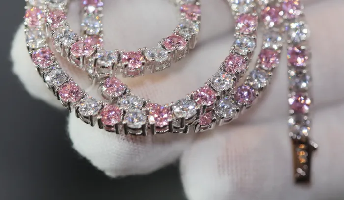 Lab Diamonds London Necklaces Tennis Chain Pink Diamond Tennis Chain Tennis Necklace Pink Tennis Chain Womens Tennis Chain Diamond Tennis Chain Iced Out Chain