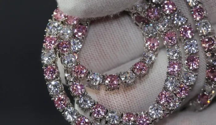 Lab Diamonds London Necklaces Tennis Chain Pink Diamond Tennis Chain Tennis Necklace Pink Tennis Chain Womens Tennis Chain Diamond Tennis Chain Iced Out Chain