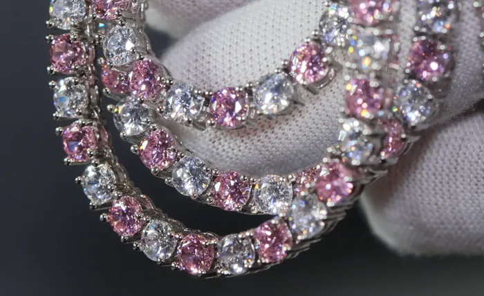 Lab Diamonds London Necklaces Tennis Chain Pink Diamond Tennis Chain Tennis Necklace Pink Tennis Chain Womens Tennis Chain Diamond Tennis Chain Iced Out Chain