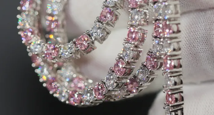 Lab Diamonds London Necklaces Tennis Chain Pink Diamond Tennis Chain Tennis Necklace Pink Tennis Chain Womens Tennis Chain Diamond Tennis Chain Iced Out Chain