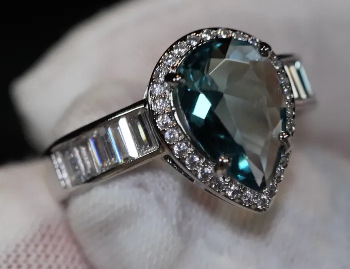 Lab Diamonds London Rings Teal Blue Diamond Ring Pear Engagement Ring