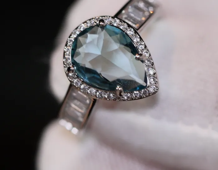 Lab Diamonds London Rings Teal Blue Diamond Ring Pear Engagement Ring