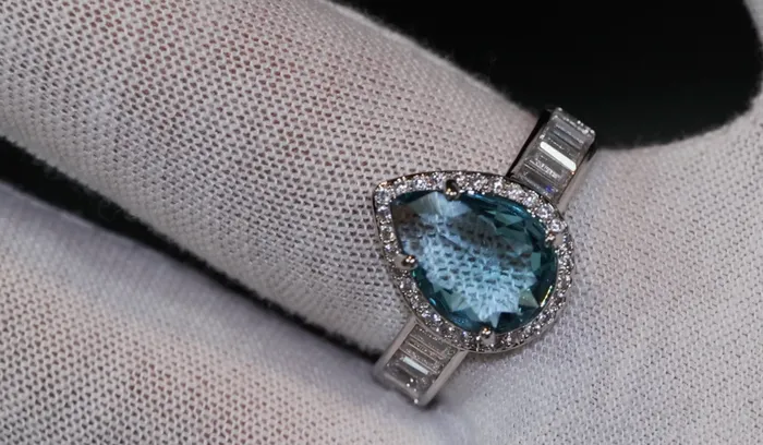 Lab Diamonds London Rings Teal Blue Diamond Ring Pear Engagement Ring