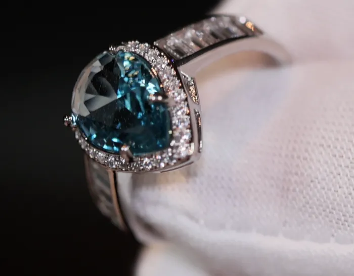 Lab Diamonds London Rings Teal Blue Diamond Ring Pear Engagement Ring
