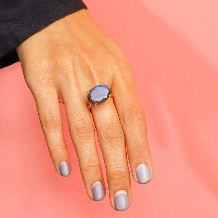 Labradorite Ring 14k Gold Over 925 Silver Jewelry YoTreasure Rings