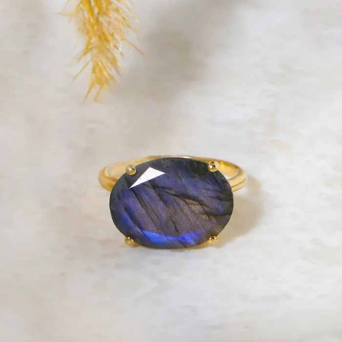 Labradorite Ring 14k Gold Over 925 Silver Jewelry YoTreasure Rings