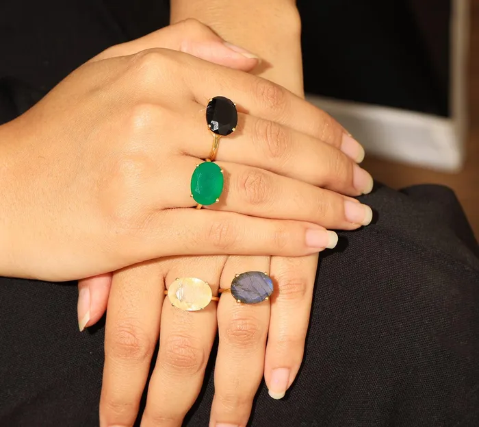 Labradorite Ring 14k Gold Over 925 Silver Jewelry YoTreasure Rings