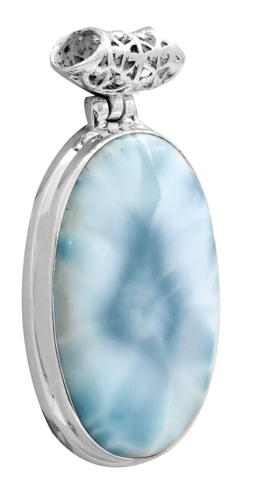 Larimar 1 34 Long 925 Solid Sterling Silver Pendant With 18 Chain Necklace YoTreasure Necklaces