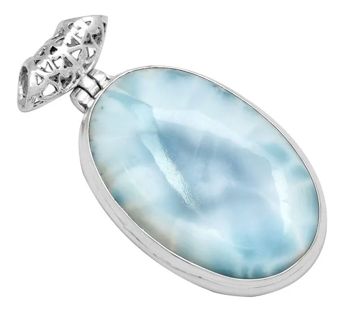 Larimar 1 34 Long 925 Solid Sterling Silver Pendant With 18 Chain Necklace YoTreasure Necklaces