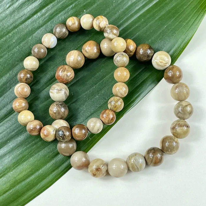 Lily Rose Jewelry Bracelets Petrified Wood Ancient Wisdom Earthly Love Premium Collection 10mm Stretch Bracelet