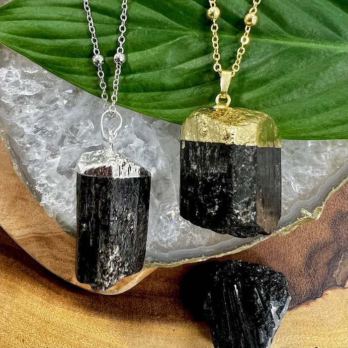 Lily Rose Jewelry Last 2 Raw Black Tourmaline Grounding Gemstone Pendant 30 White Gold Necklace Necklaces