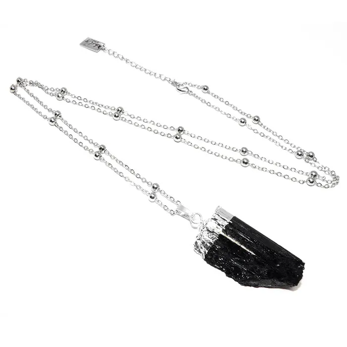 Lily Rose Jewelry Last 2 Raw Black Tourmaline Grounding Gemstone Pendant 30 White Gold Necklace Necklaces