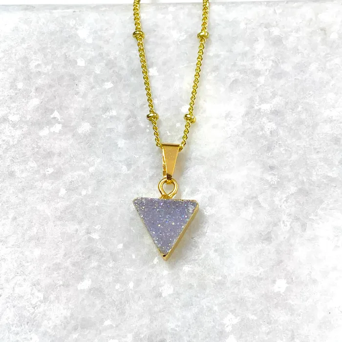 Lily Rose Jewelry Necklaces Aura Quartz Druzy Minimalist Triangle Energy Gemstone Pendant 18 Gold Necklace Lily Rose Jewelry Necklaces Aura Quartz Druzy Minimalist Triangle Energy Gemstone Pendant 18 Gold Necklace