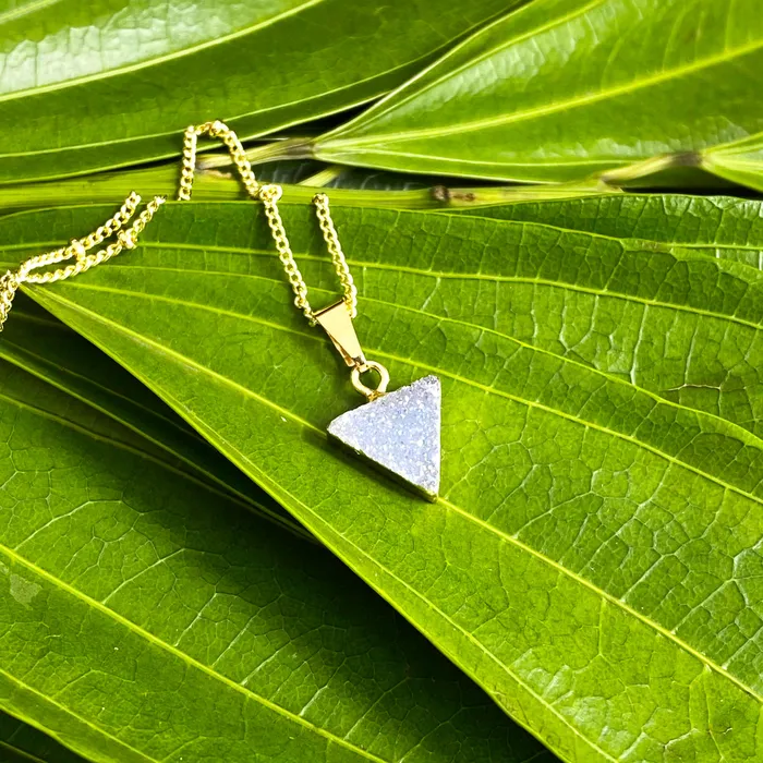 Lily Rose Jewelry Necklaces Aura Quartz Druzy Minimalist Triangle Energy Gemstone Pendant 18 Gold Necklace