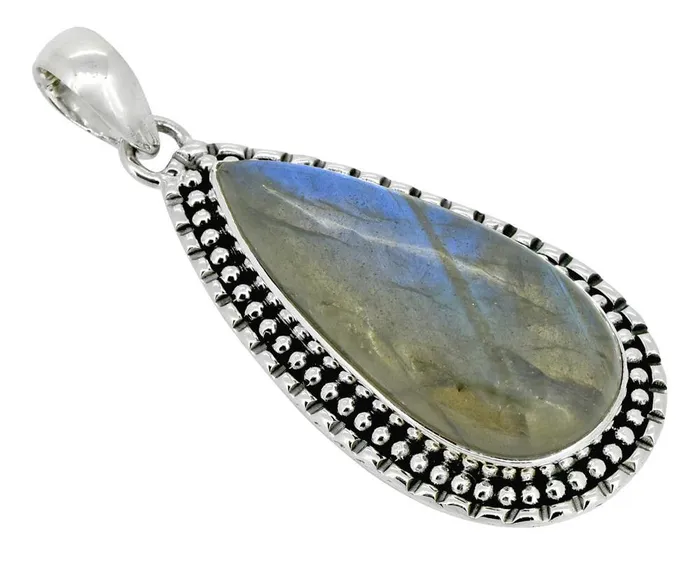Long Chain Necklace Sterling Silver Labradorite Pendant Jewelry Gift for Her 18 YoTreasure Necklaces