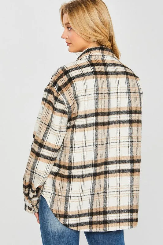 Love Tree Plaid Bust Pocket Shacket Love Tree Necklaces