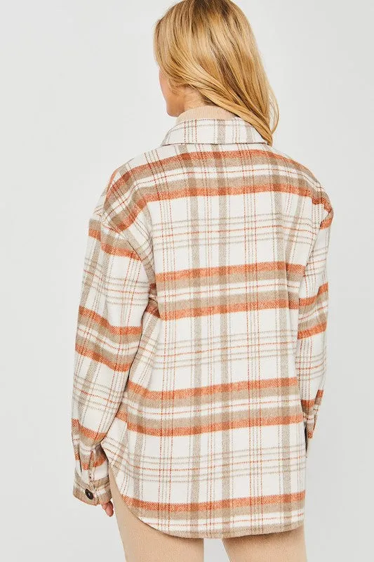 Love Tree Plaid Bust Pocket Shacket Love Tree Necklaces