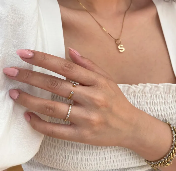 Mai Dsire Rings JOLIE GOLD CZ DIAMOND OPEN STACKABLE RING