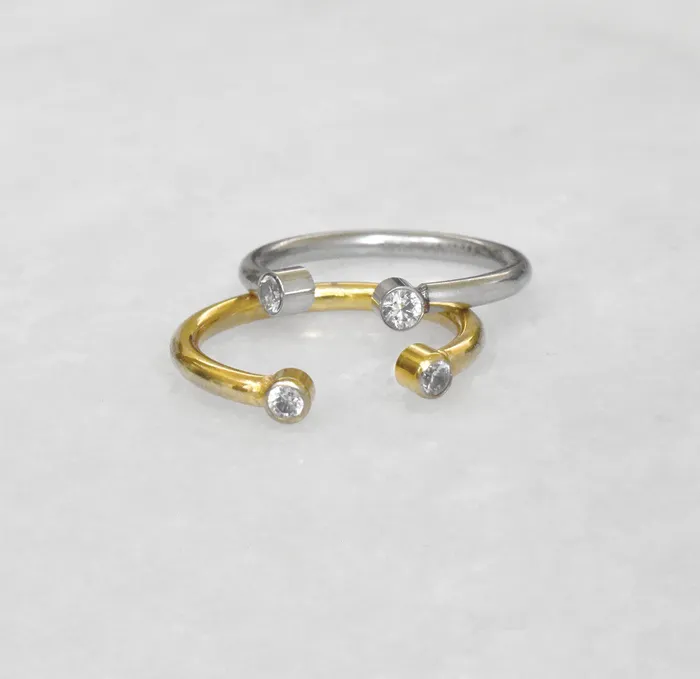 Mai Dsire Rings JOLIE GOLD CZ DIAMOND OPEN STACKABLE RING