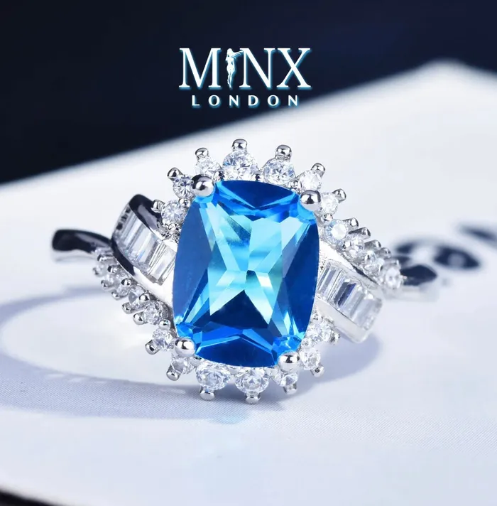 Minx London Baguette Diamond Ring Womens Statement Ring Aquamarine Engagement Ring Blue Diamond Ring Blue Tourmaline Ring Blue Gemstone Ring Rings Minx London Baguette Diamond Ring Womens Statement Ring Aquamarine Engagement Ring Blue Diamond Ring Blue Tourmaline Ring Blue Gemstone Ring Rings