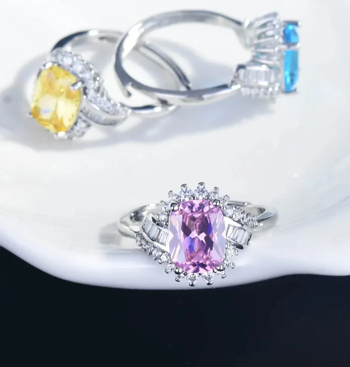 Minx London Baguette Diamond Ring Womens Statement Ring Aquamarine Engagement Ring Blue Diamond Ring Blue Tourmaline Ring Blue Gemstone Ring Rings