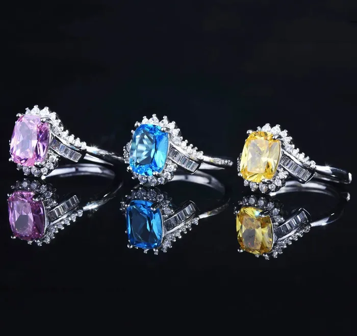 Minx London Baguette Diamond Ring Womens Statement Ring Aquamarine Engagement Ring Blue Diamond Ring Blue Tourmaline Ring Blue Gemstone Ring Rings