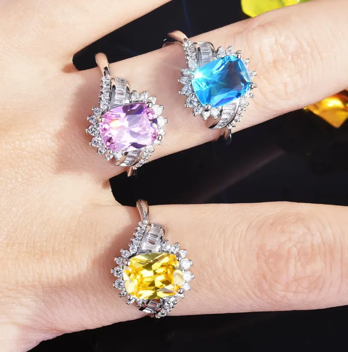 Minx London Baguette Diamond Ring Womens Statement Ring Aquamarine Engagement Ring Blue Diamond Ring Blue Tourmaline Ring Blue Gemstone Ring Rings