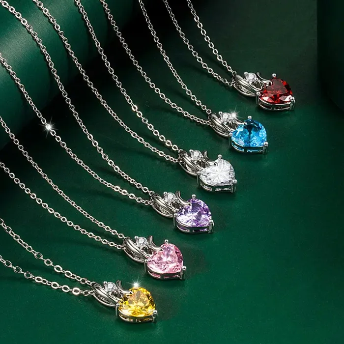 Minx London Necklaces Womens Diamond Necklace Red Diamond Heart Necklace Heart Necklace with Diamonds Diamond Heart Pendant Red Diamond Necklace