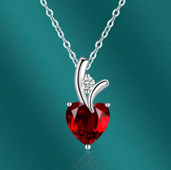 Minx London Necklaces Womens Diamond Necklace Red Diamond Heart Necklace Heart Necklace with Diamonds Diamond Heart Pendant Red Diamond Necklace