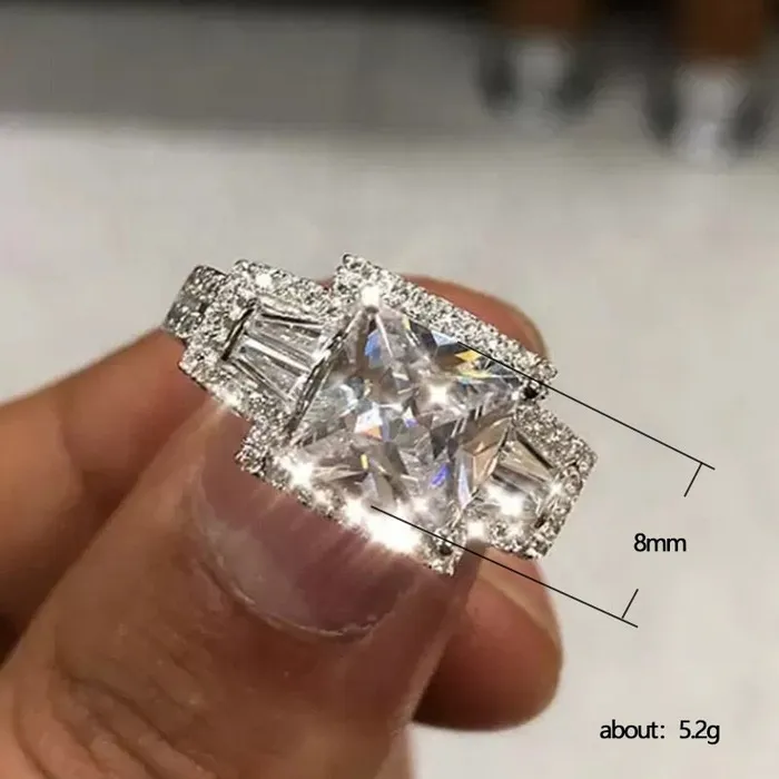 Minx London Rings Big Baguette Ring Promise Ring Womens Ring Eternity Ring Diamond Iced Out Ring Engagement Rings Wedding Band Iced Ring