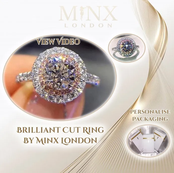 Minx London Rings Womens Engagement Ring Cheap Engagement Ring Pink Diamond Ring Womens Ring Brilliant Diamond Ring Halo Ring Womens Diamond Ring