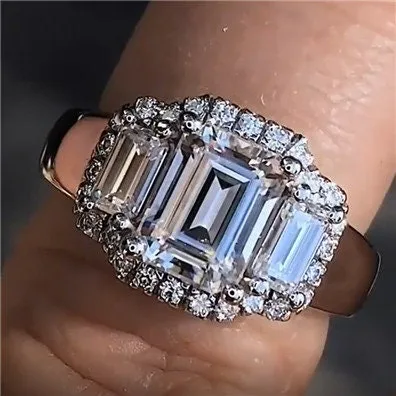 Minx London Three Stone Ring Big Diamond Ring Womens Engagement Ring Engagement Rings Womens Rings Emerald Engagement Ring Baguette Ring Rings