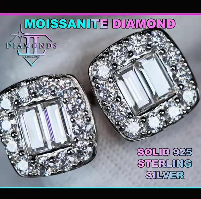 Moissanite Baguette Diamond Ear Studs Moissanite Diamond Iced Out Ear Studs Lab Diamonds London Earrings Moissanite Baguette Diamond Ear Studs Moissanite Diamond Iced Out Ear Studs Lab Diamonds London Earrings