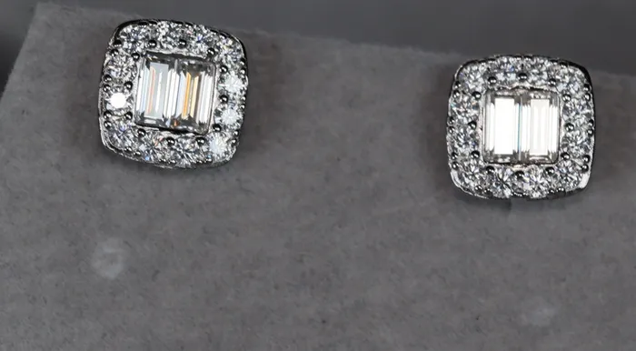 Moissanite Baguette Diamond Ear Studs Moissanite Diamond Iced Out Ear Studs Lab Diamonds London Earrings
