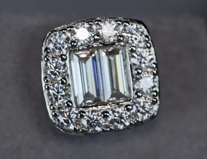 Moissanite Baguette Diamond Ear Studs Moissanite Diamond Iced Out Ear Studs Lab Diamonds London Earrings