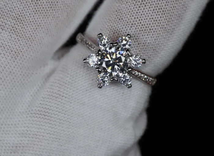 Moissanite Diamond Snowflake Ring Moissanite Engagement Rings Lab Diamonds London Rings